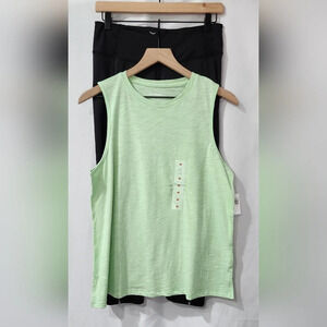 Old Navy Lot of 2 Womens‎ Sleeveless Top Leggings Size M Green Black Yoga Train